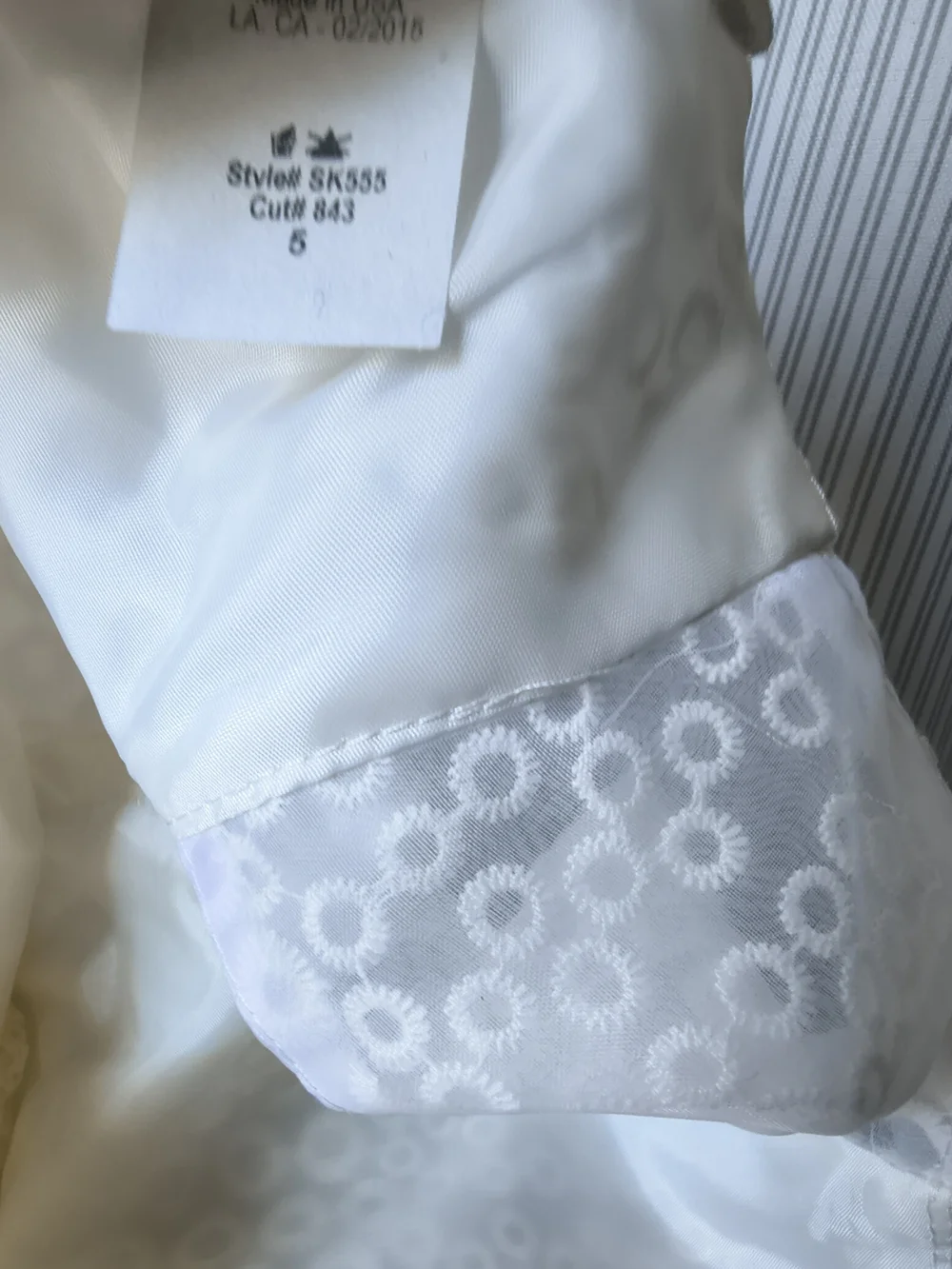 Ivory Circle-Pattern Lace Flower Girl Dress with Bow Size 5